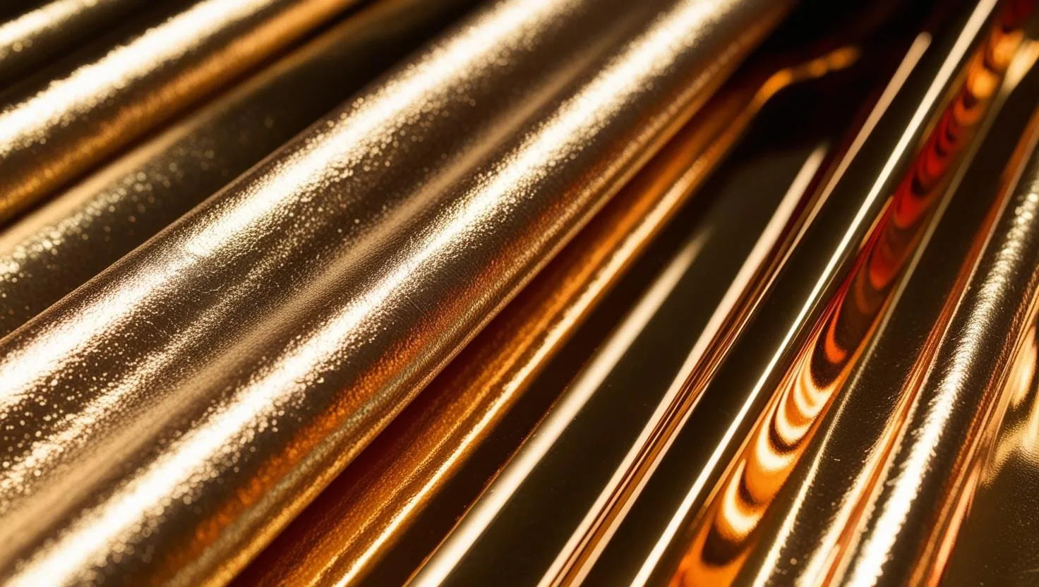Rolls of Nichrome foil glinting under warm light