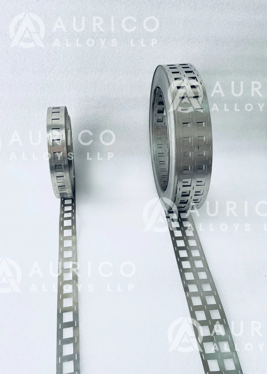 Punched pure nickel strip coils ready for dispatch